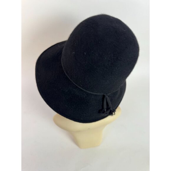 Helen Kaminski Vintage Black Wool Felt Wide Brim Hat Made In Australia main image 12